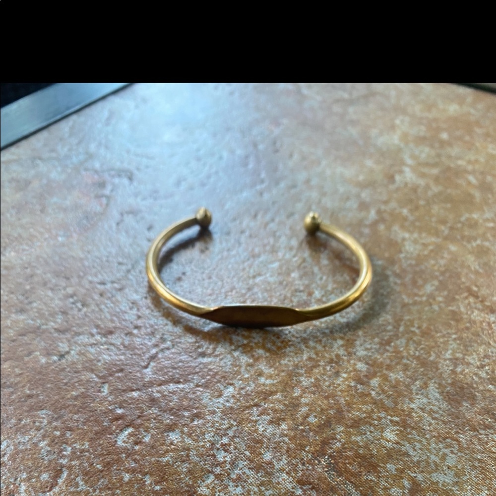Vintage gold bangle bar bracelet plain classic S adjustable handmade